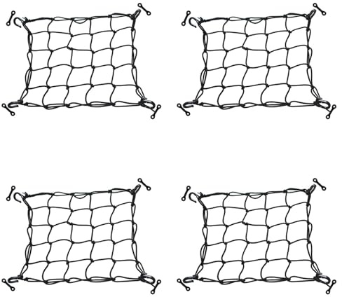 Hfgdnchva 4X Deck Cargo Net with Lashing Hooks Heavy Duty Luggage Netting Mesh for Kayak Storage Truck Bed Fishing Boat