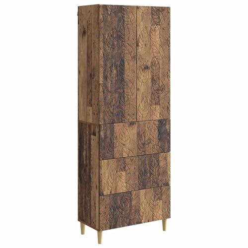 Nusvialune Skåpset 2-delat gammalt trä trämaterial 66 x 34,5 x 90 cm med lådor, låsbara dörrar, mångsidigt förvaringsutrymme för kontor, vardagsrum, hall och verkstad organiserar ordning