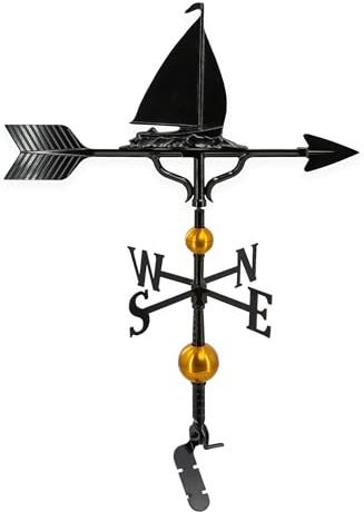 Montague Products 81,3 cm Deluxe Girouette en métal avec Noir satiné voilier Ornement