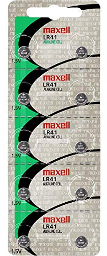 Maxell Batteries LR41 (192&comma AG3) Alkaline Button Size Battery&comma On Tear Strip(Counts 10)