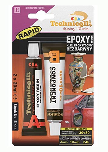 1 colle époxy transparente 10 min pour verre, porcelaine, céramique, pierre, béton, marbre, métal, bois