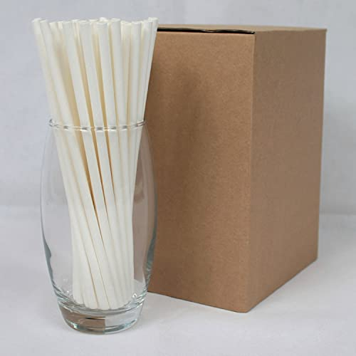 White Paper Straws (6mm x 200mm) - Pack Size 500 - FSC Certified/Food Safe/PFAS Free/Biodegradable/Eco-Friendly/Durable/Suitable for All Occasions