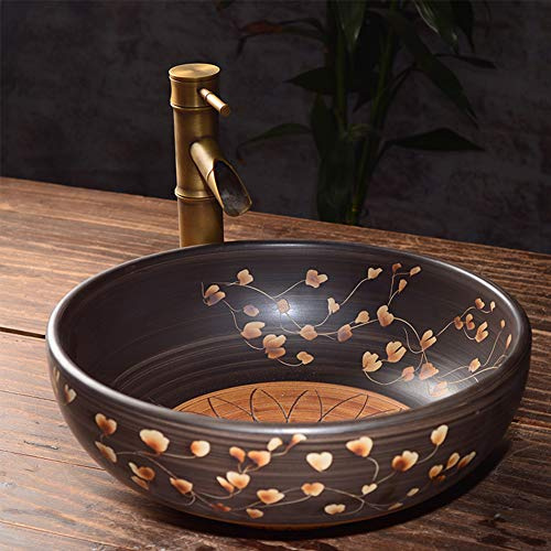 Dagea Waschbecken Rund, Aufsatzwaschbecken Aus Keramik, Vintage Kunstbecken