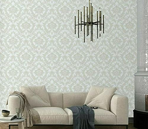 SOPHIE LAURENCE Modern Glitter Baroque Floral Damask Heavyweight Vinyl Wallpaper Gold