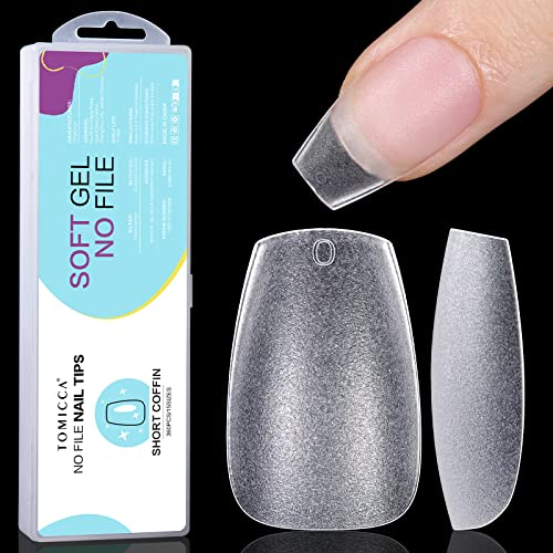 TOMICCA Sarg Kurz Nagel Tips-Nageltips,Soft Gel Tips Full Cover Nail Tips Pre-Shaped Matt kunstnägel Gelly Tips für Gelnägel-360 Pieces 15 Sizes