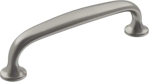 Amerock | Cabinet Pull | Satin Nickel | 3-3/4 inch (96 mm) Center-to-Center | Renown | 1 Pack | Drawer Pull | Cabinet Handle | Cabinet Hardware
