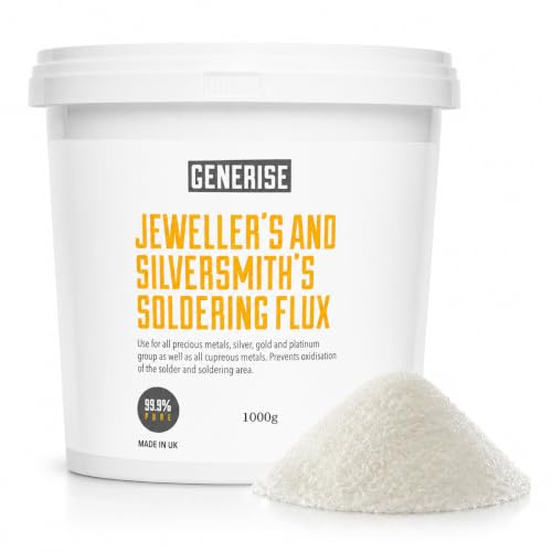 Generise Jewellers & silversmeder, lödflöde, pulver, 1 kg (1 000 g) | 99,9 % rent kristallflöde för guld, silver, platina, mässing och koppar | professionell smyckesreparation och metallarbete