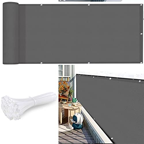 CHBIN Balkon Sichtschutz mit Ösen 70x450cm Maßgeschneiderte Größe Balkonverkleidung Sichtschutzmatte für Balkon Terrasse Zaun, Grau