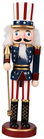Homoyoyo Nussknacker-Weihnachtsschmuck Patriotische Nussknacker-Figuren -Soldaten-Figuren aus Holz Hängende Ornamente mit Einem Stock für Die Weihnachtsdekoration