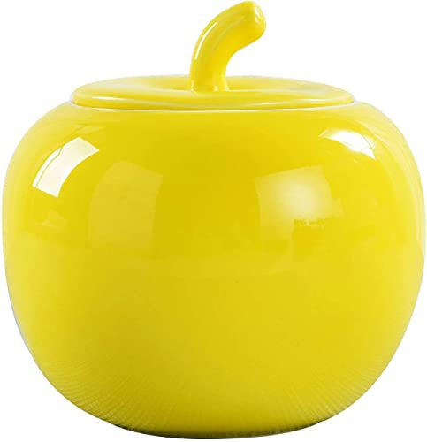 Pot en céramique, sucrier pomme de couleur unie avec couvercle, pot de stockage de sucre, pot à sucre, pot à épices for récipient à sucre, pot à assaisonnement for pot à sucre et sel-rouge-480 ml