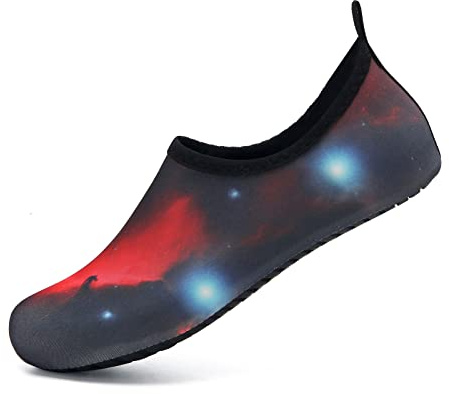 HMIYA Zapatos de baño, zapatos de playa, zapatos de agua, zapatos de natación, zapatos de surf, zapatos descalzos para mujer y hombre, Starry Red, 38/39 EU