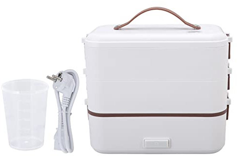 Lunch Box Riscaldato, 1,2 Litri 3 Livelli Elettrico 20 Minuti Riscaldamento Rapido Lunch Box Isolato, 300W Manico Multifunzionale in Silicone Scaldavivande Portatile(European Standard 220V)