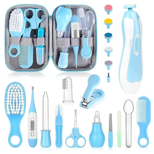 Baby grooming kit, spädbarn säkerhet vårdset med hårborste kam nagelklippare näsal aspirator öronrengörare, baby nödvändigheter kit för nyfödda flickor pojkar