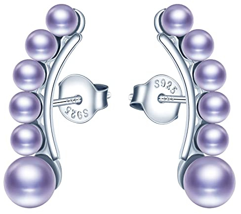 IONLY känsliga pärlöronklämmor örhängen, 925 sterling silver örhängen för kvinnor flickor, eleganta pärlörhängen, allergivänliga öronsmycken, Sterlingsilver, Pärla