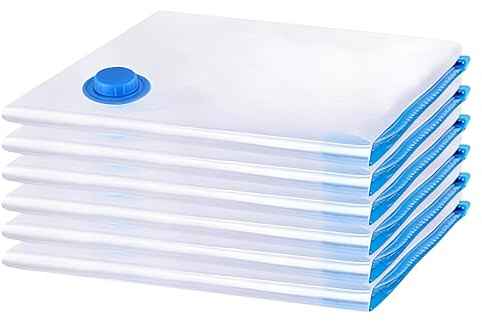Bolsas de Almacenamiento al Vacío 60x80 cm Ahorra Espacio al Guardar Ropa, Edredones, Almohadas y Mantas (Paquete de 6)