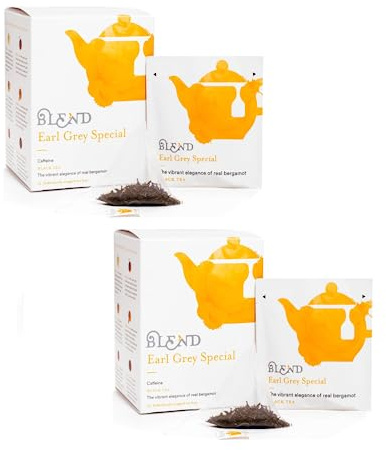 Blend Tea | Tè Nero di Ceylon Earl Grey | Tè Nero Olio al Bergamotto | Earl Grey - 2 x 15 Piramidi di Tè (60 Gr)