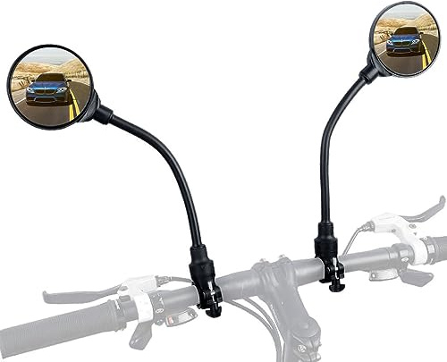 Bike Mirror, Bicycle Mirrors for Handlebars 360 Rotate Rearview Convex Lens, Safe Cycling Bike Rear View Mirror