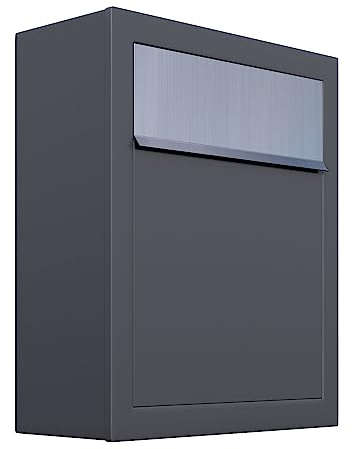 Briefkasten Base in Anthrazit mit Edelstahl Klappe - Bravios