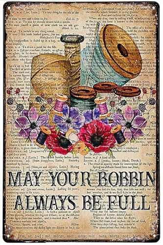 Cosrkee Sewing May Your Bobbin Always Be Full Dictionary Novelty Retro Metal Tin Sign Plaque Bar Pub Club Cafe Home Decor Plate Wall Art Farmhouse Sign Living Room Home Decor 12x16 Inch