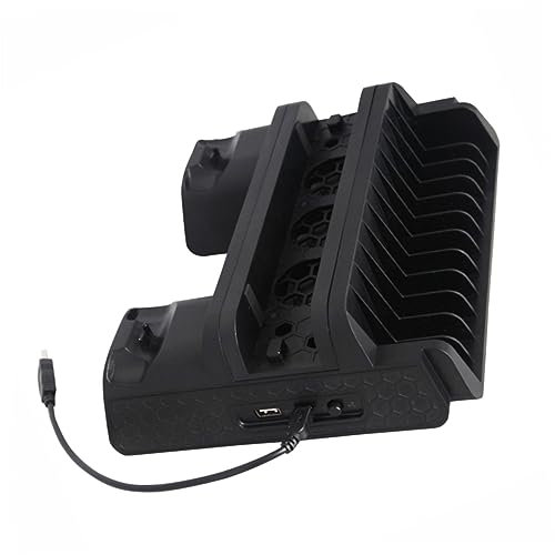 UPKOCH Charging Station Vertical Cooling Fan Stand 2 Charger Ports and Disc Shelf