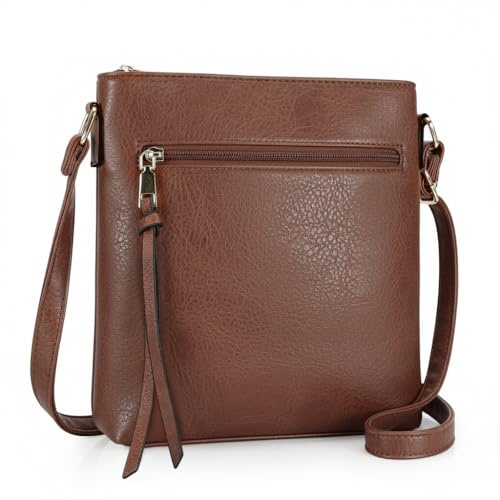DOB SECHS Umhängetasche aus weichem PU-Leder für Damen, Klein Handtasche mit mehreren Taschen, Crossbody Bag Tasche Schultertasche mit verstellbarer Schultergurt