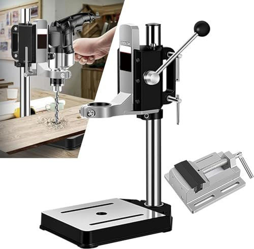 FLTRGO Supports pour Perceuse, Support de Perceuse à Colonne établi, Colonne de Support pour Perceuse avec Étau, Etablie Bricolage pour Le Perçage de Précision