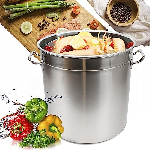 chennnls Gastronomie Kochtopf Suppentopf, Edelstahl Kochtöpfe 35L, ideal geeignet für ALLE Herdarten & große Küchen, Gastro Topfset