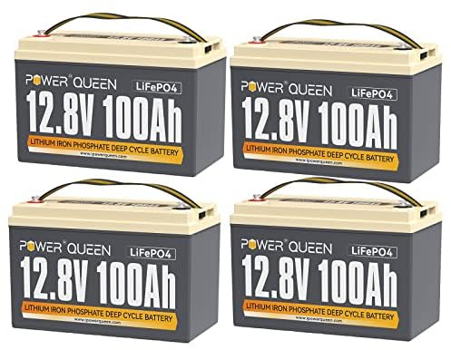 Power Queen 12V 100Ah LiFePO4 Batterie 4er Pack für Wohnmobil | 100% DoD, 10 Jahre Lebensdauer, Blei-Säure-Ersatz, für Trollingmotor, Solar, Inselanlage