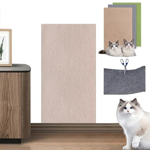 TETGSET Kratzmatte Selbstklebend, Kratzmatte Katze Wand 100/200/300 cm, Kratzmatten FüR Katzen, Katzen Kratzmatte FüR Die Wand, Kratzmatte Katze FüR Sofa (Khaki,60 * 200cm)