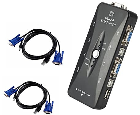 Mélangeur Vidéo Commutateur Kvm 4 Ports Usb 2.0 Répartiteur Vga Imprimante Souris Clavier Clé Usb Commutateur De Partage 1920 X 1440 Adaptateur De Boîtier De Commutation Vga (Couleur : 4 Lignes Kvm,