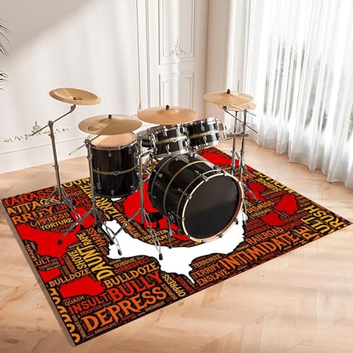 230 x 200 cm Trommel Teppiche für Bass Drum Snare, Drum Teppich Schlagzeug Teppich, Schallschutz Teppich, Schallschutzmatte, rutschfeste Elektronische schlagzeugteppich und andere Instrumente Teppich