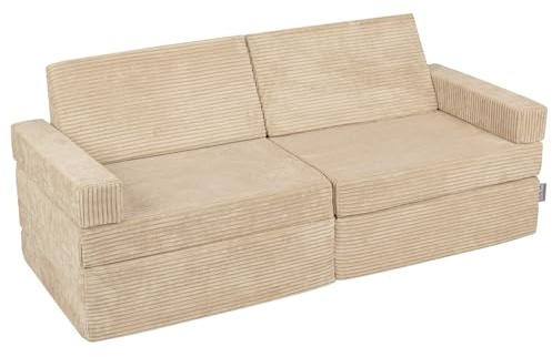 KiddyMoon Sofás Plegables para Niños Sillón Colchón Infantil Plegable, Beige