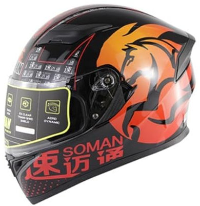 Städtische Straße Legal Motorradhelm Classic Herausnehmbare Futter ABS All-Season Kollisionsvermeidung Cruiser Motorradhelm Double Lenses Vollvisierhelm für Motocross Helme Erwachsene Mann
