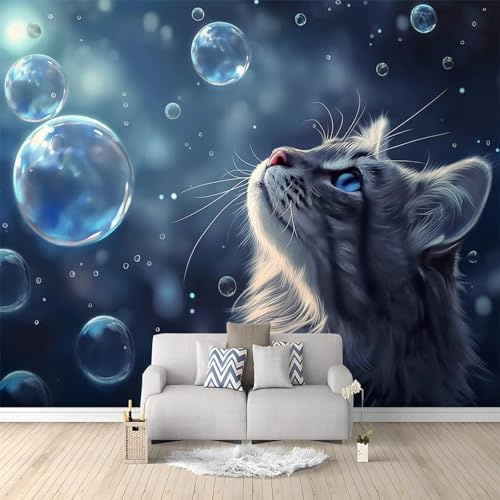 Foto Tapete Wandbild Fantasy-Stil Katzen Blasen 200x140 cm Tapete Vliestapete 3D Effekt Tapete Vlies Wandbild Wohnzimmer Schlafzimme Wanddekoration Fototapete