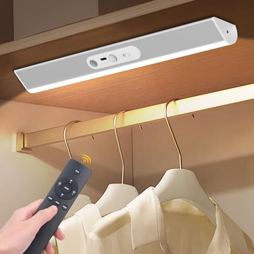 MEKKLEON Unterbauleuchte küche led mit Fernbedienung, wiederaufladbare Ladenleuchte vitrinenbeleuchtung led kabellose für Kleiderschrank (Silver-1PACK, 45CM)