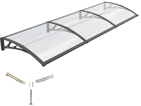 Front Door Canopy Outdoor Awning 300x100cm,Window, Patio or Porch Rain Shelter with ABS Bracket,Polycarbonate Sheet, UV,Snow Protection