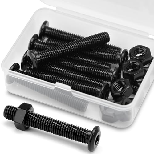 (8 Sätze) M8 x 50mm Flachkopf-Innensechskantschrauben und Muttern Set, 304 Edelstahl Schwarzes Oxid, Sechskantschrauben für Möbel, Möbelschrauben