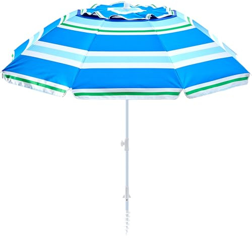 Kbrellaoutlets 6.5FT Boho Patio Umberlla with Fringe,UPF50+ Outdoor Umbrella with Fiberglass Ribs and Push Button Tilt,Tassels Umbrella for Beach,Terrace,Picnic