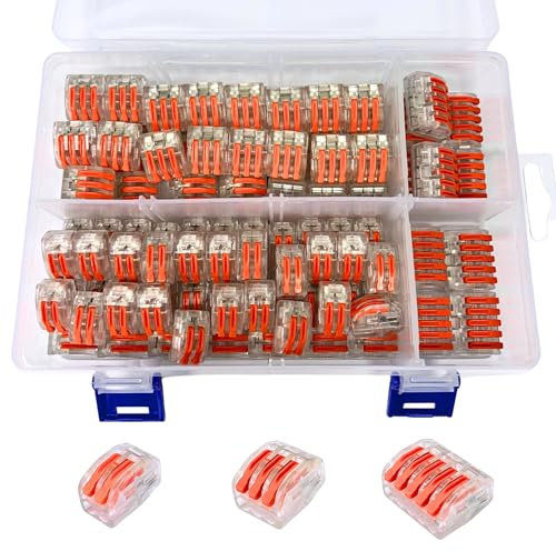 100 Conectores Rápidos de Cable Eléctrico con Palanca, Terminales Transparentes y Reutilizables para Empalme de Cobre y Aluminio, 2/3/5 Vías, Instalaciones Seguras en Hogar y Oficina