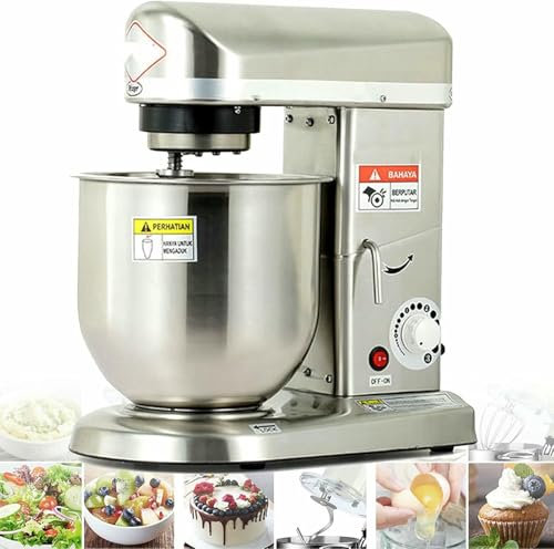 Commercial Electric Food Mixer with Dough Hook, Kitchen Stainless Steel Stand Mixer, Pizza Bakery Multifunction Blender for Bread, Cake