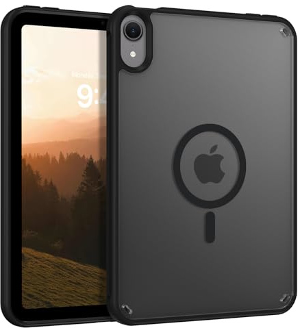 GaoBao Coque pour iPad Mini (A17 Pro, Modèle 2024, 7ème Génération) / Mini 6 (Modèle 2021, 6ème Génération), Hybrid Magnétique Case Étui Translucide Mat Arrière, Noir