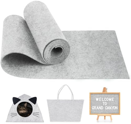 Filz Meterware, 300 x 30 cm Filzstoff, Polyester Bastelfilz Filzmatte | 3 mm Dickes, Filzunterlage Grau für DIY Patchwork Nähen Basteln Handwerk Decoration (Grau)