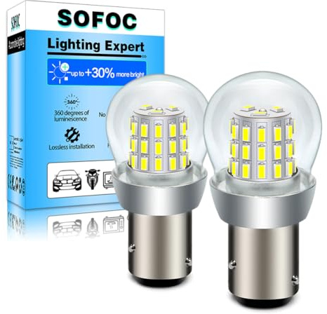 SOFOC PR21/5W BAW15D Bombilla LED 6V 12V DC Blanco Luz Reversa DRL Luz Domo Para Automóvil Autocaravana Cámping Barco etc. 3014 39SMD 1000Lm Más Brillante 2Pcs