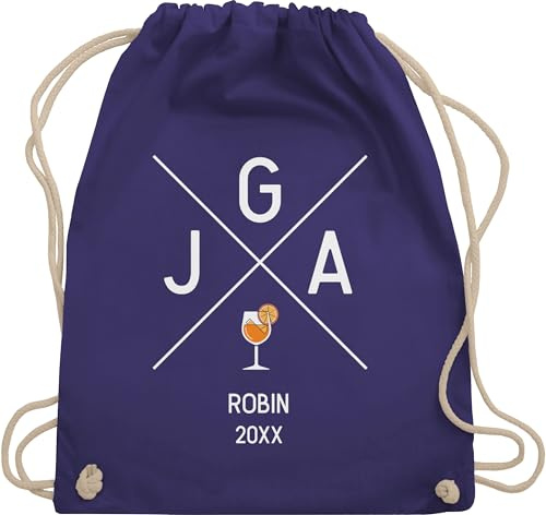 Turnbeutel Rucksack - JGA 2026 Aperol mit Name I Junggesellenabschied Frauen Accessoires Junggesellinnenabschied Frau I - Unisize - Lila - beutel polter rucksäcke team bride personalisierte