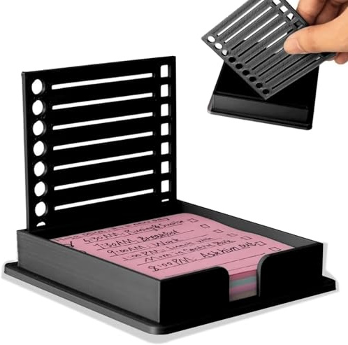 Post It Note Holder, Stencil Template with Sticky Note, 3x3 Inch Post It Note Dispenser Sticky Note Holder for Desk, Office, Home School Accessories