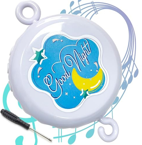 Crib Mobile Motor, Baby Music Box Spinner with 3 Modes (Turn & Music, Turn Only, Music Only), 36 Lullabies,Auto-Off 30 Minutes- Holder for DIY Clamp Mobile