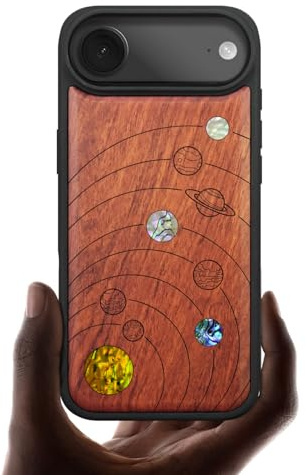 Carveit Magnetic Case for iPhone Air Case, Wood Artisan Engraved & Handmade Shell Inlaid, TPU Shockproof Cover, Compatible with MagSafe 17 Air Wireless Chargers (Solar System-Rosy)