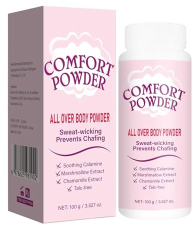 Comfort Powder,Parfümiertes Talkum,Parfümiertes Körperpuder für Frauen,Spendet Tiefe Feuchtigkeit und Kontrolliert Gerüche,Absorbiert Schweiß,Hilft bei der Kontrolle von Gerüchen und Wundscheuern (1)