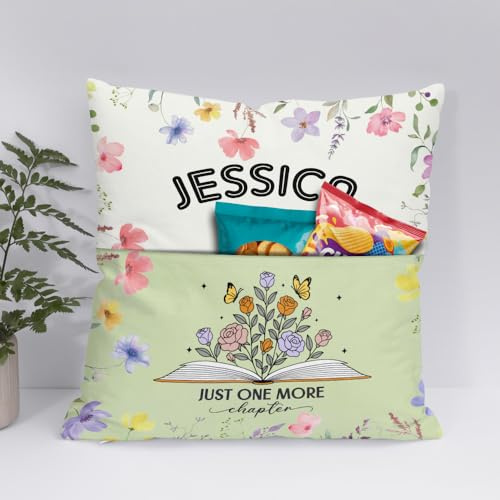 Personalized Book Reading Pocket Pillow - Custom Just A Girl Who Loves Books Pillow - Christmas Book Lovers Gift for Bookworm Girl, Bookworms, Readers, Perfect for Bed, Couch, or Cozy Corner (Book10)