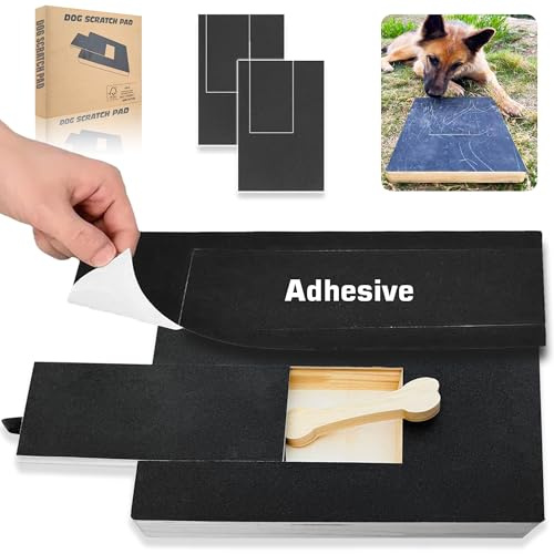 Dog Scratch Board for Nails with Treat Drawer with 2 Extra Adhesive Sandpapers – Durable Wooden Dog Nail Scratch Pad, Nail Filing Board Alternative to Clippers & Grinders, Fun Grooming Tool for Dogs